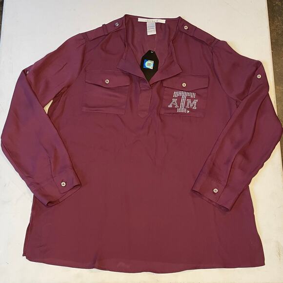 NWT Texas A&M Maroon Blouse by Chicka-d Sz L Game Day Ready Aggies SEC ATM logo - Picture 1 of 9